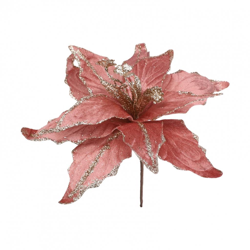 Christmas Poinsettia Flower Glitter Flower Ornament Bling Flowers