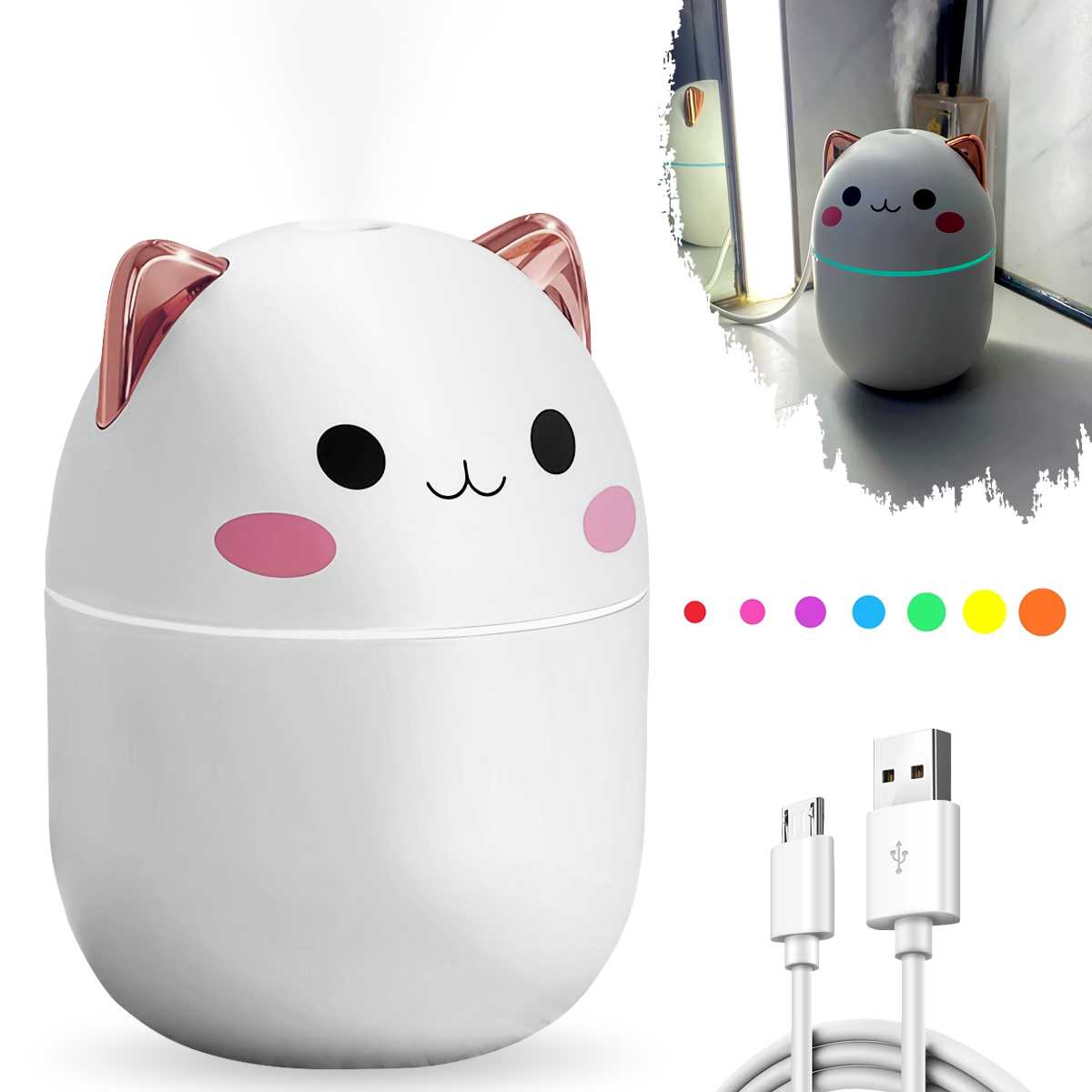 

Cute Cat Humidifier Cute Cat Car Mounted Water Replenisher Mute Spray Desktop Mini Gift