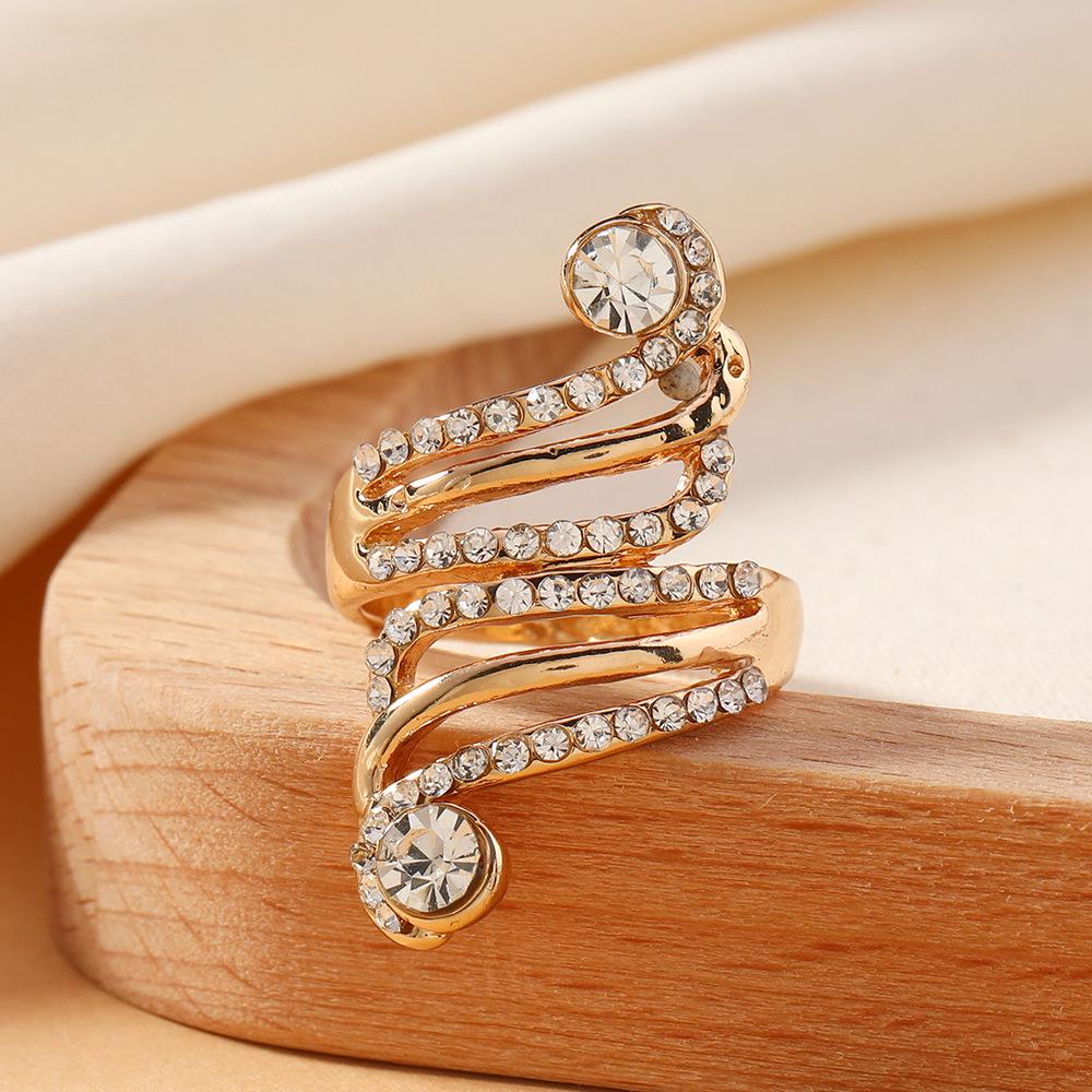 Eleganter Damen-Pfauen-Diamantbesetzter Legierungsring white