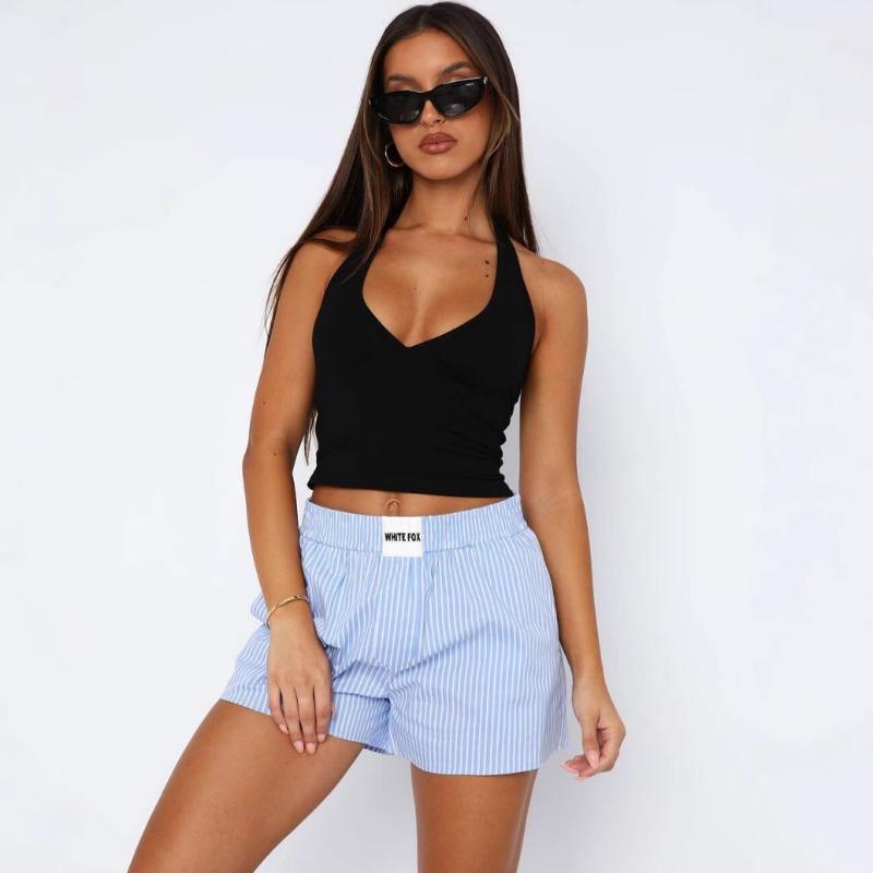 Women Sexy Halter V Neck Slim Fit Backless Cami Tank Top