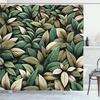 Olive Green Shower Curtain, Modern Forest Boho Leaves With Nature Colors Bohemian Exotics, Cloth Fabric Bathroom Decor