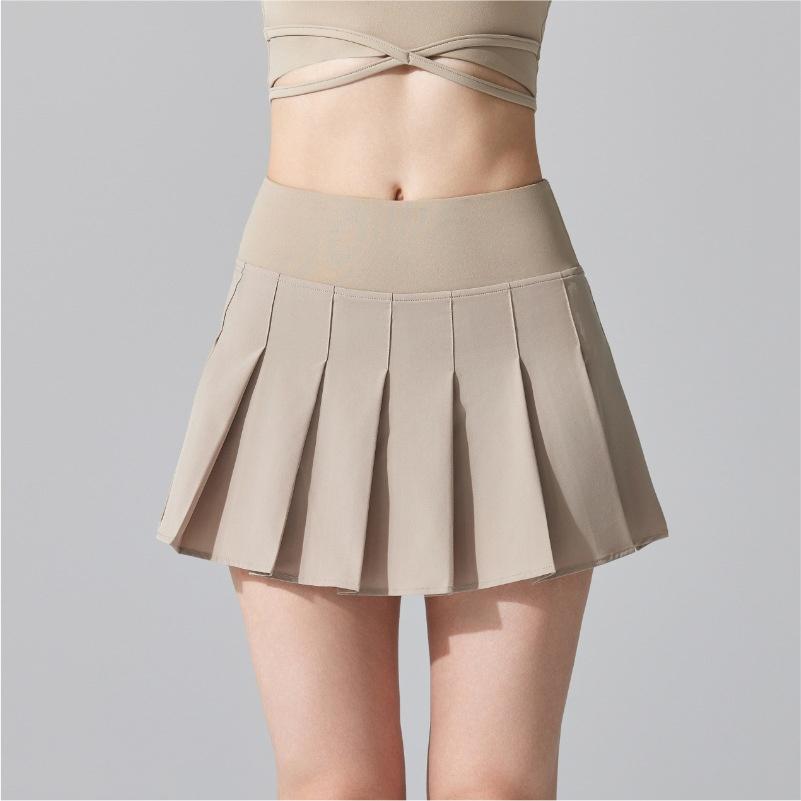 

Короткая юбка для занятий йогой, антибактериальная, для бега, плиссированная юбка, имитация двухкомпонентной юбки, антибликовая, быстросохнущая, для гольфа, тенниса XS