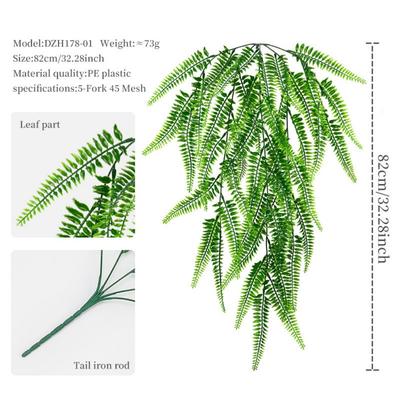 Green Hanging Vine Plastic Fern Grass Wall Hanging Vine Persian Leaf Photo Props Artificial Greenery Plants
