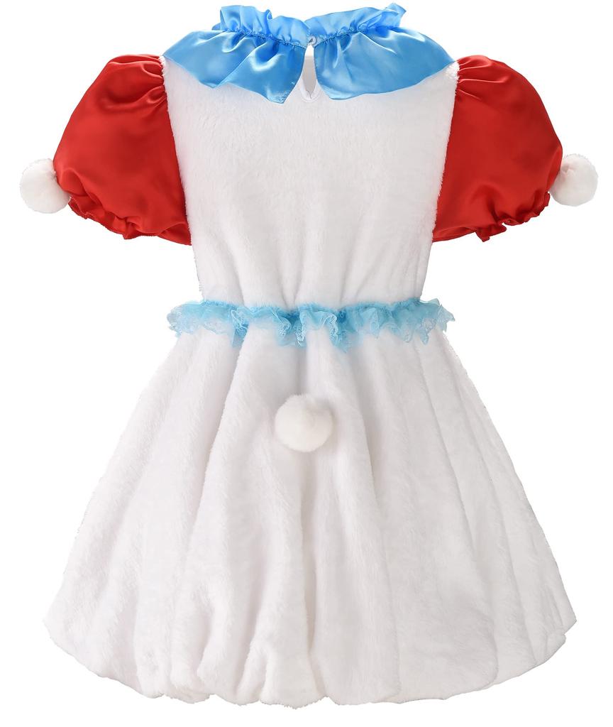 ReliBeauty White Rabbit Cosplay Dress for Halloween Costume for Watch Bunny Marshmallow Kids Birthday Bunny Ear Headband Size 120 Kids, Girls, Rabbit,