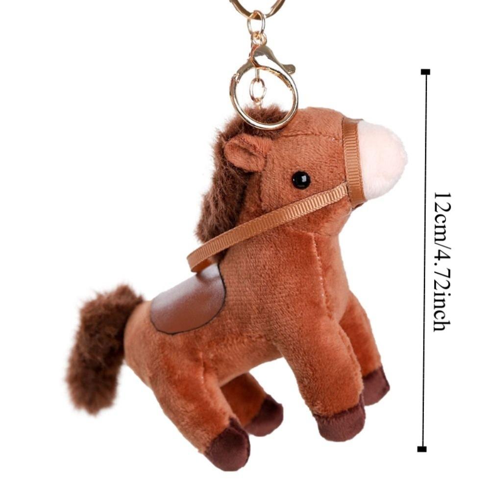 Chinese Style Cartoon Animal Stuffed Doll PP Cotton Chinese Horse Plush Keyring  Birthday Gift