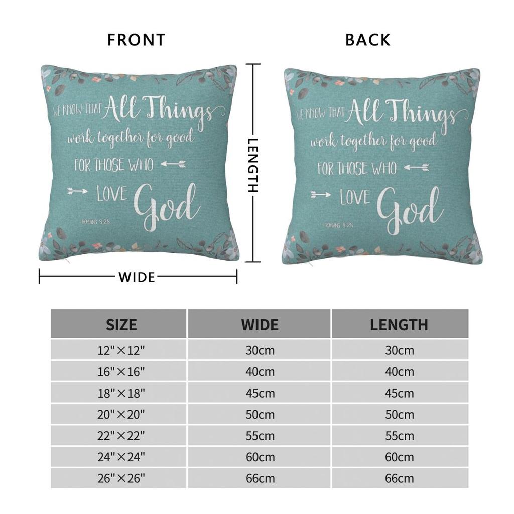 All Things Work Together Rom 8:28 Square Pillowcase Polyester Linen Velvet Printed Zip Decor Pillow Case Home Cushion Cover
