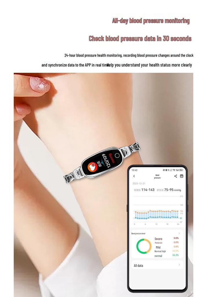 F81 Women's Smart Bracelet: Versatile Watch with Blood Oxygen, Heart Rate Monitor, Pedometer, and Menstrual Tracking.