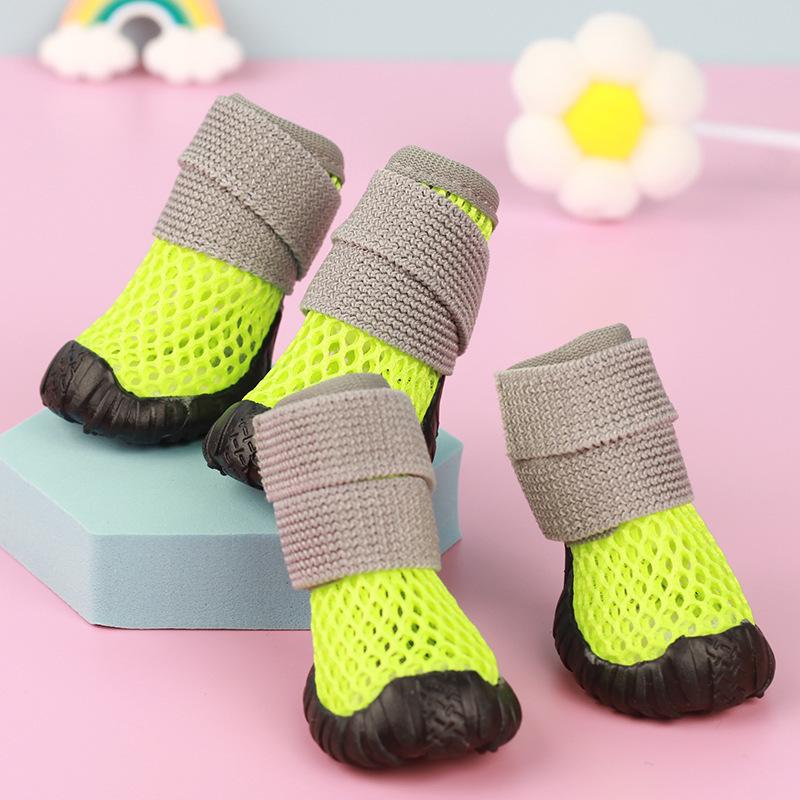 New Pet Shoes Spring and Summer Hollow Breathable Elastic Soft Sticky Not Off Shoes Wear-resistant Soft Bottom Non-slip Small Dogs