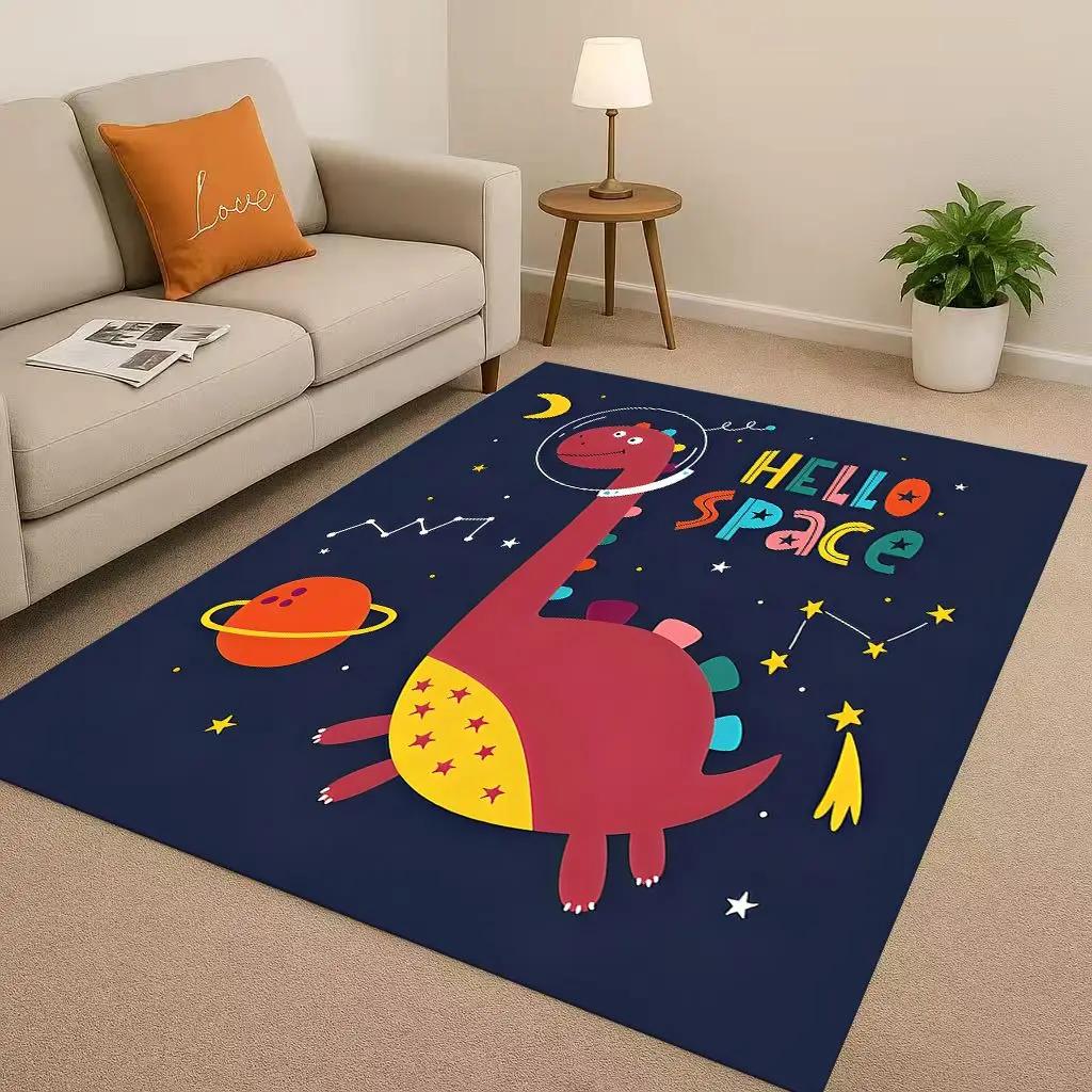 2026 New Space Dinosaur Cartoon Dino Art Living Room Non-Slip Area Rug Carpet for Bedroom Kids Playroom Sofa,Home Decor Doormat