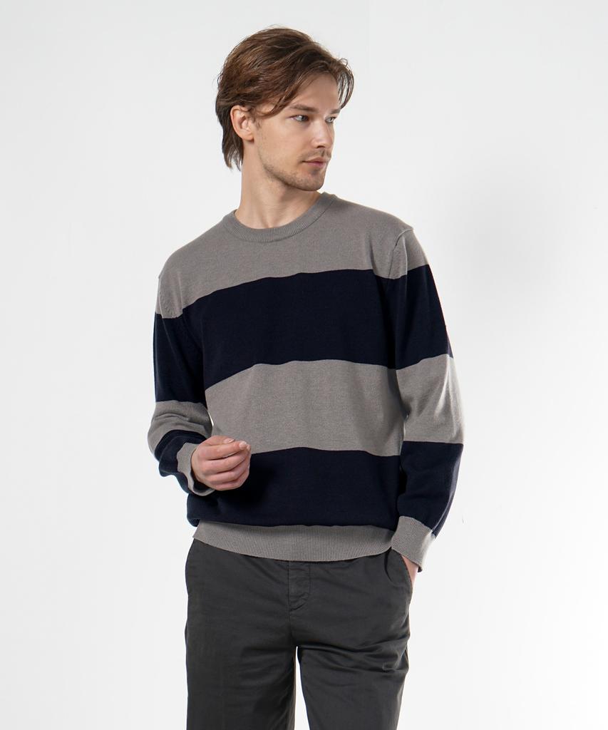BIRBANTE Soft Washable Round Knit - Charcoal Stripe
