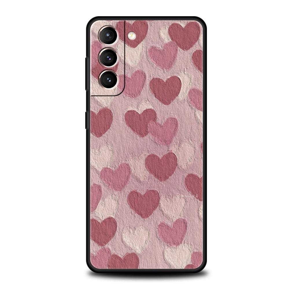 Love Flower Art Phone Case For Samsung Galaxy S24 S23 Ultra S22 S21 S20 FE 5G S10 S10E S9 Plus S8 Soft Silicone Black Cover