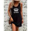 Women's Summer Loose and Comfortable Casual Heart-shaped Pattern Printed Black Sleeveless Vest Dress Punk Style Dress
