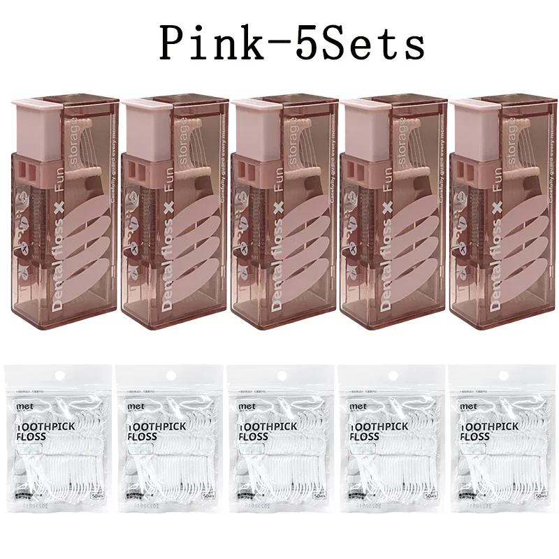 1-10Sets Portable Floss Holder Automatic Ejectable Includes 10Pcs Floss Organizer Press-on Carry-on Disposable Flossing Sticks