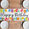 Happy Birthday Linen Table Runner Colorful Balloon Kitchen Dining Table Decoration Festive Balloon for Birthday Party Decor