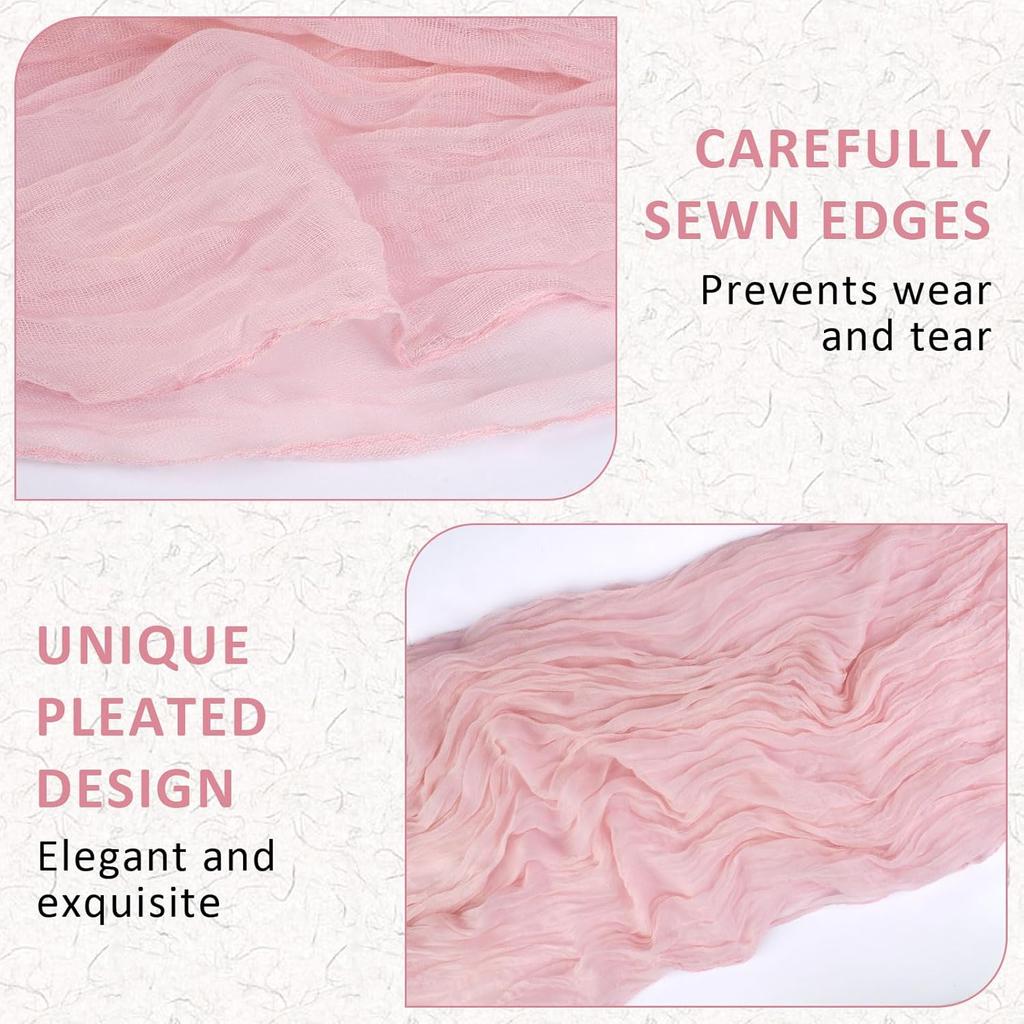 Dusty Pink Cheesecloth Table Runner, 10 FT Boho Rustic Cheese Cloth Gauze, 35x120 Inches Centerpieces Decor for Wedding Spring Easter Baby Bridal