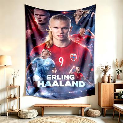 Erling Haaland (23) Gobeleng Egnet For Å Dekorere Hjem, Kollektiv Og Soverom Myk Å Ta På Og En Perfekt Gave Til Venner Og Familie