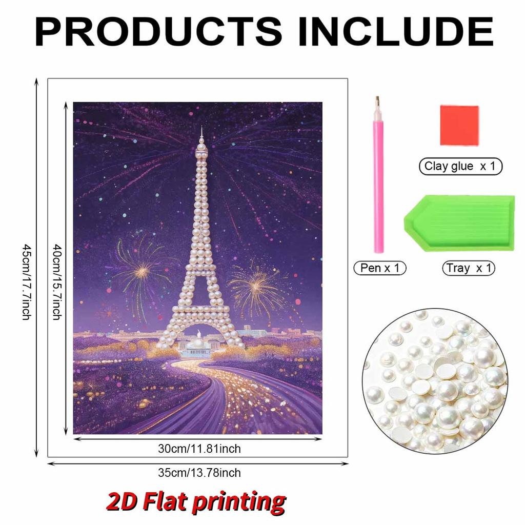 DIY Diamond Art Pearl Painting Kit for Adults, Romantic Tower Shaped Pearl Art Painting Wall for Home Office Decor Handmade Gift