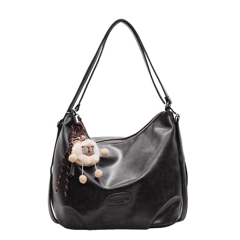 New Maillard Retro Soft Leather Tote Bag Trendy Casual Student Class Commute Large Capacity Backpack