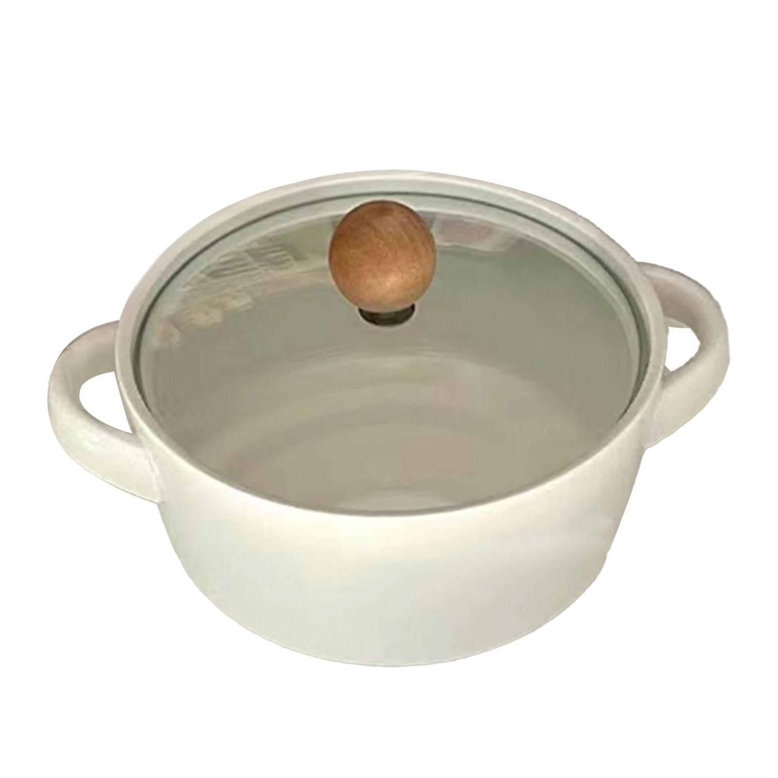 

6in Soup Bowls Multifunctional Thermal Insulation Ceramic Soup Crocks with Double Handles Lid for Instant Noodles Soup
