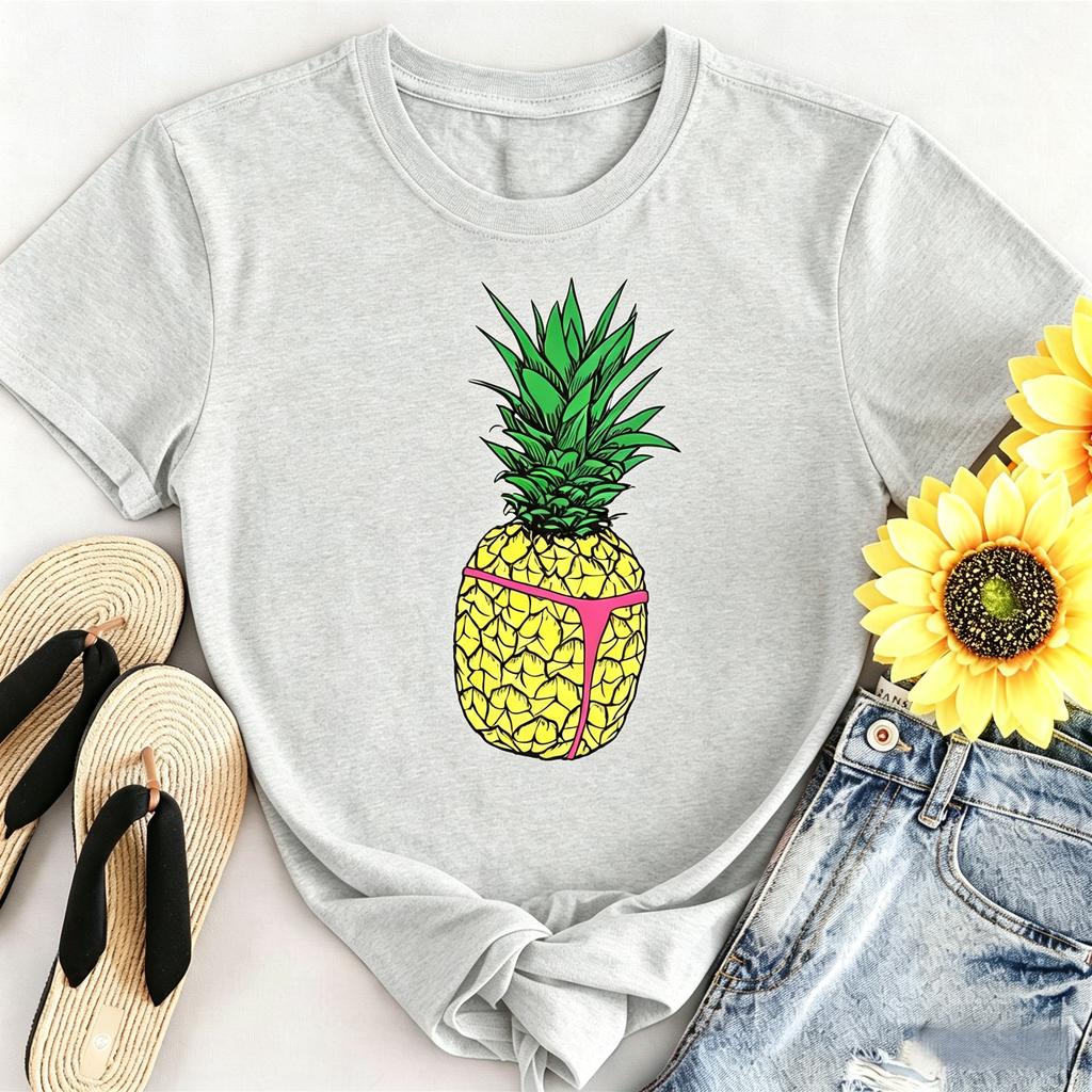 T-shirt Manches Courtes en Coton Motif Ananas pour Enfants Vacances à la Plage Toutes Saisons Décontracté Quotidien Tenue de Fête Lavable en Machine