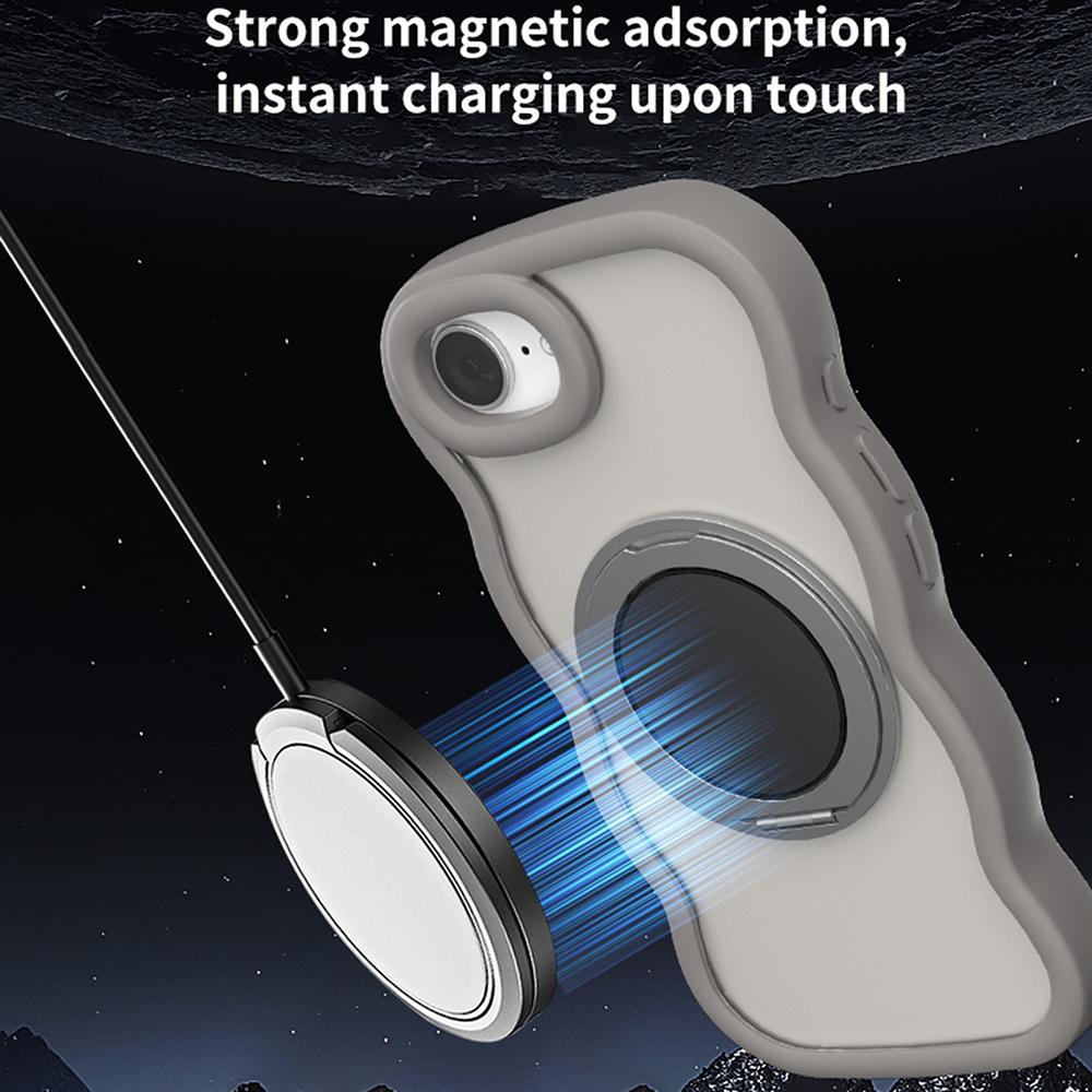 For iPhone 16e Case Magnetic Case Wave Edge TPU+Acrylic Phone Cover with Mirror Kickstand