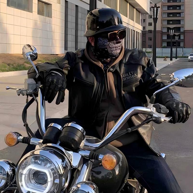 18 Half Helmet Motorcycle Helmet Electric Vehicle Bike Riding Locomotive for Cruiser Retro Four Seasons Unisex Teenager Child