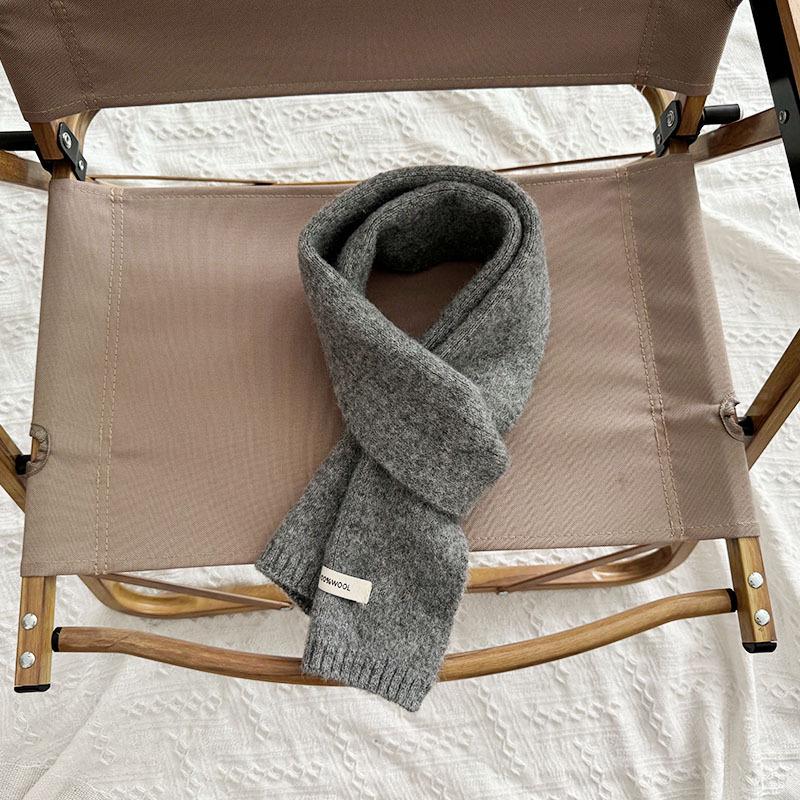 Solid Color Wool Winter Neck Gaiter: Warm, Windproof, Trendy Knit Scarf for Girls and Boys