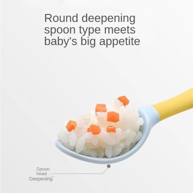 2pcs/set Silicone Spoon for Baby Utensils Set Auxiliary Food Toddler Learn To Eat Training Bendable Soft Fork Infant Tableware