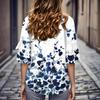 3/4 Length Sleeve Womens Tops Dressy Casual Blouses Bell Ruffle Sleeve Loose Fit Tunic Tops V Neck T Shirts