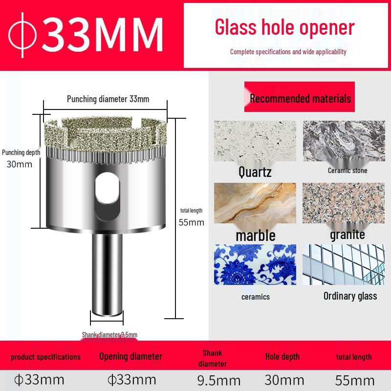 Emery Glass & Tile Drill Bit, 3-200mm Rotary Hole Saw for Marble