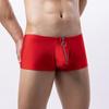 Men Boxers Zipper Closure Low Waist Elastic Solid Color U Convex Soft Breathable