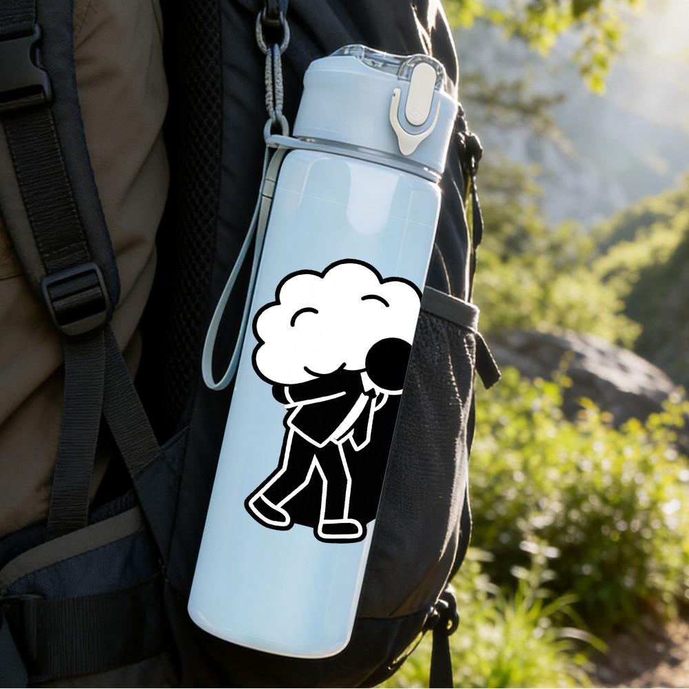 1PC Fight The Haze Slogan Print 750ml Color Plastic Sports Water Bottle Leakproof Flip Straw Lid Suitable for Sports Office Home Use