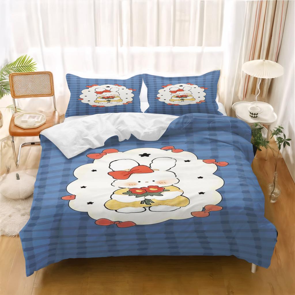 Lucky Rabbit Anime Duvet Cover Children'S Bedding Pillowcase Printed Children Adult Set Queen Size Reactive Printing Quilt