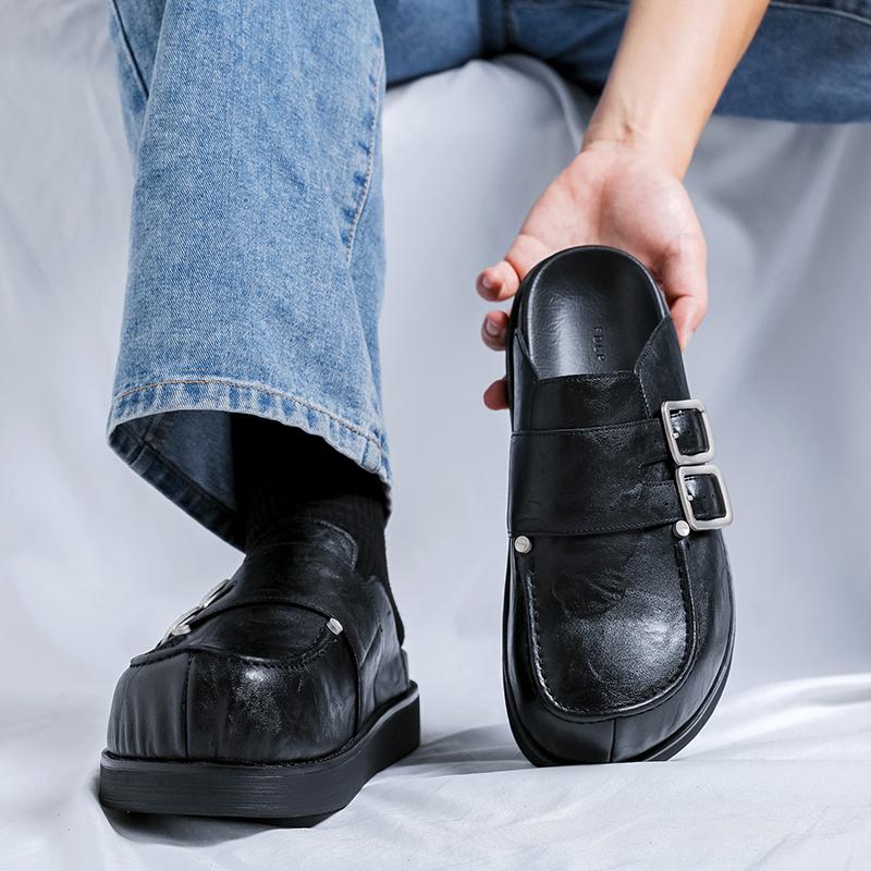 Fashion Soft Sole Slip-On Loafers Comfortable Walking Shoes for Men Breathable Indoor Outdoor Flats 2025 New Men's Platform Mule Shoes