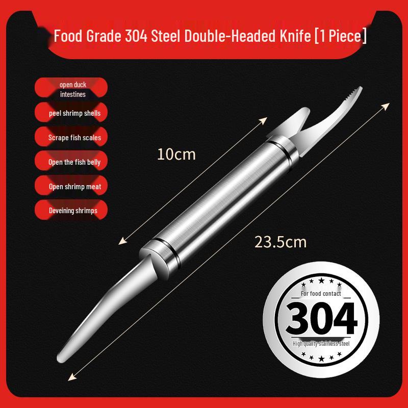 Stainless Steel Shrimp Deveining & Peeling Knife - Dual-Function Shrimp Shell & Line Remover