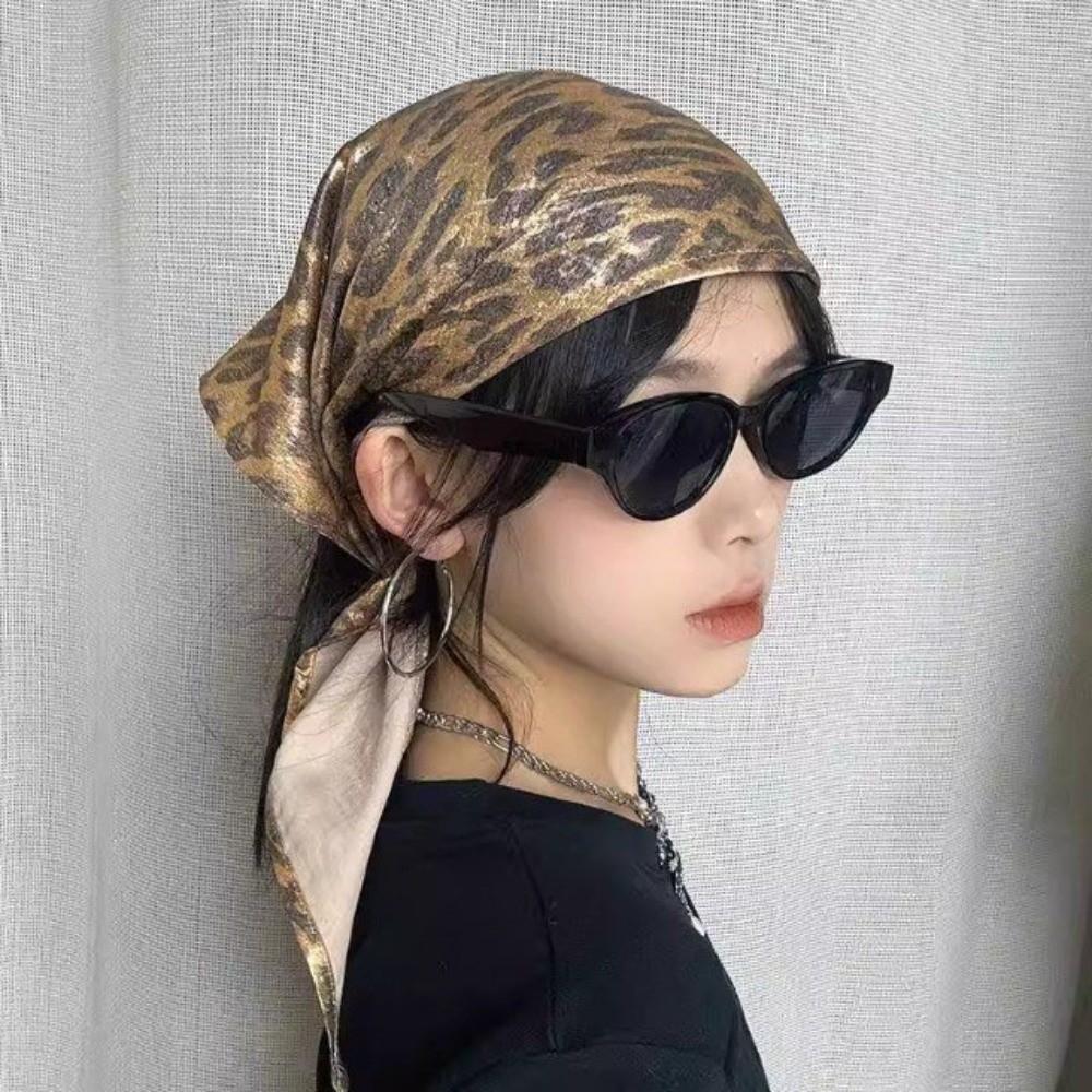 Y2K Leopard Print Hair Scarf Soft Wrap Punk Bandana Turban Accessories Triangular Headscarf  Ladies