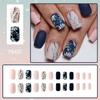 24 Pcs Autumn Winter Press On Nails Square Artificial Nails Glittering Full Cover Stick on Nails Petals False Nails