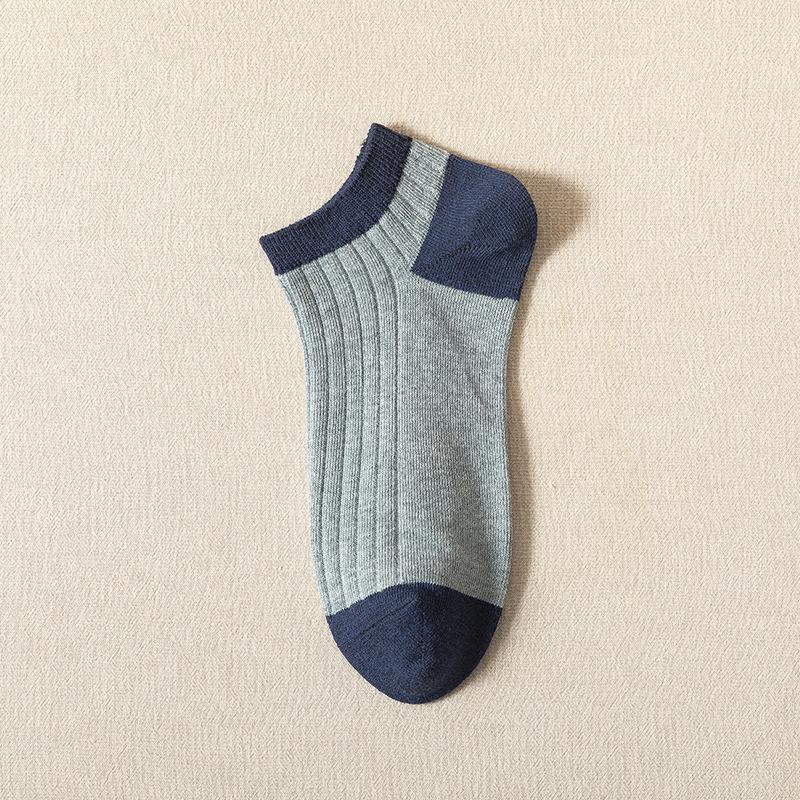 Herren Farbkombination Baumwoll-Knöchelsocken - Schweißabsorbierend, Geruchshemmend, Doppelte Naht, Dünn für Frühling/Sommer.