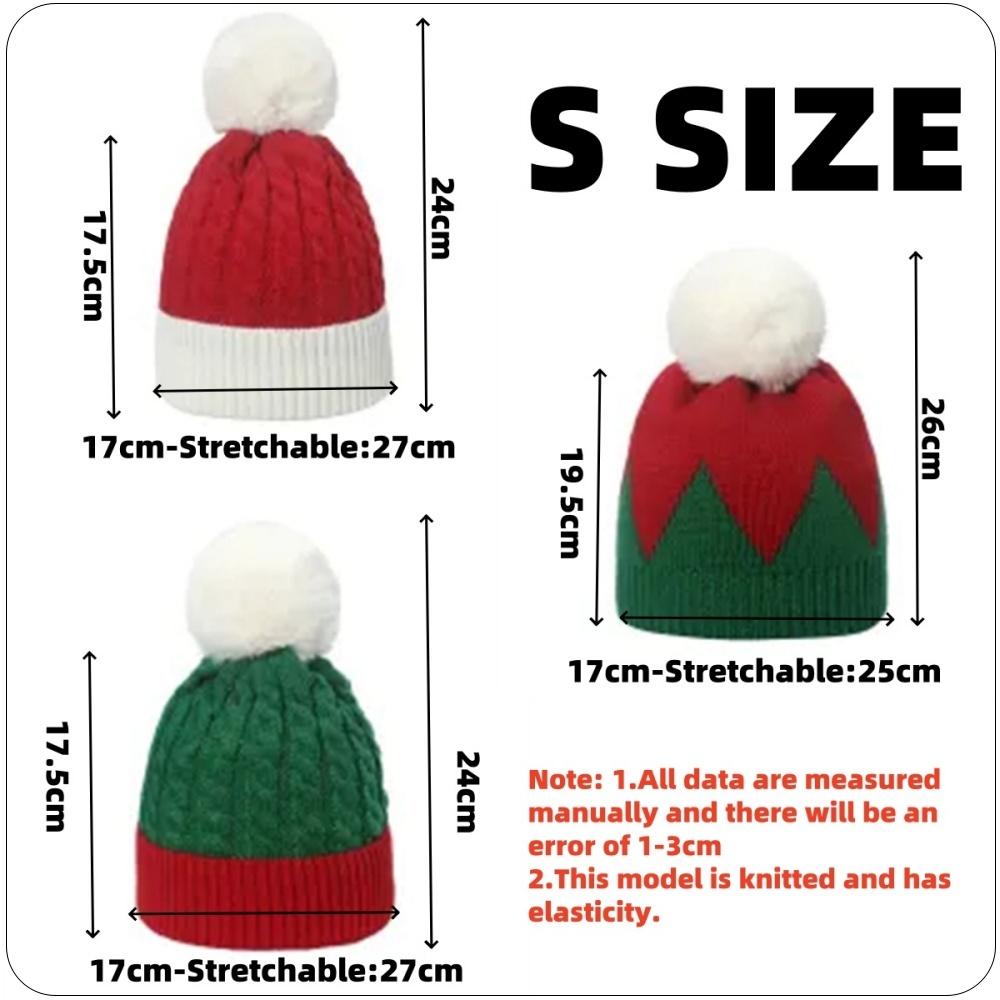 1PC/2PCS Fluffy Balls Christmas Knitted Hat Winter Beanie Santa Hat 2026 New Year Party Kids Gift Navidad Noel Xmas Decoration