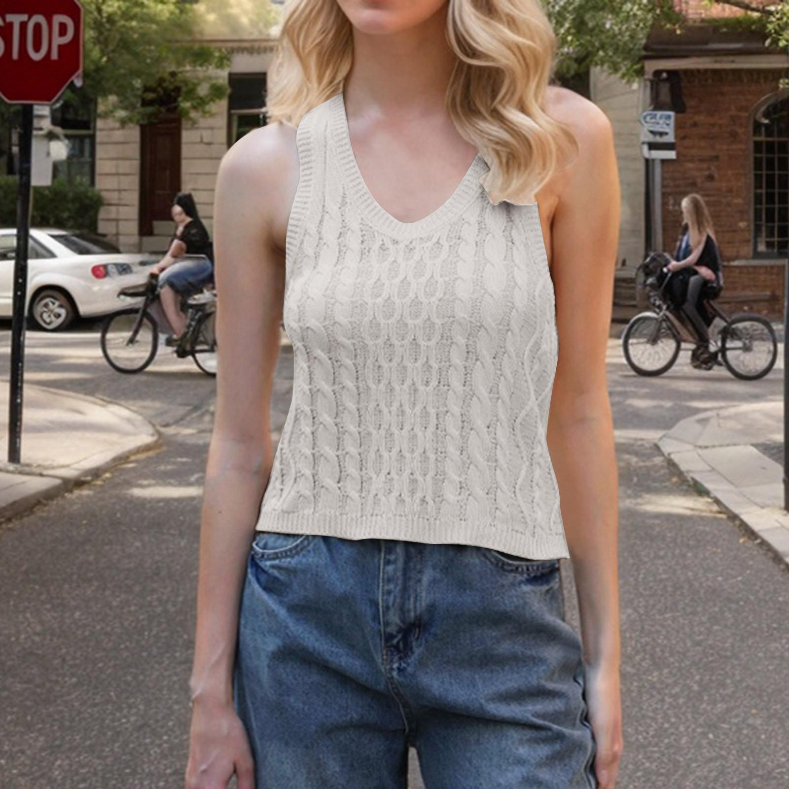 

Женская мода повседневная повседневная универсальная текстура облегающий летний жилет топ XL белый