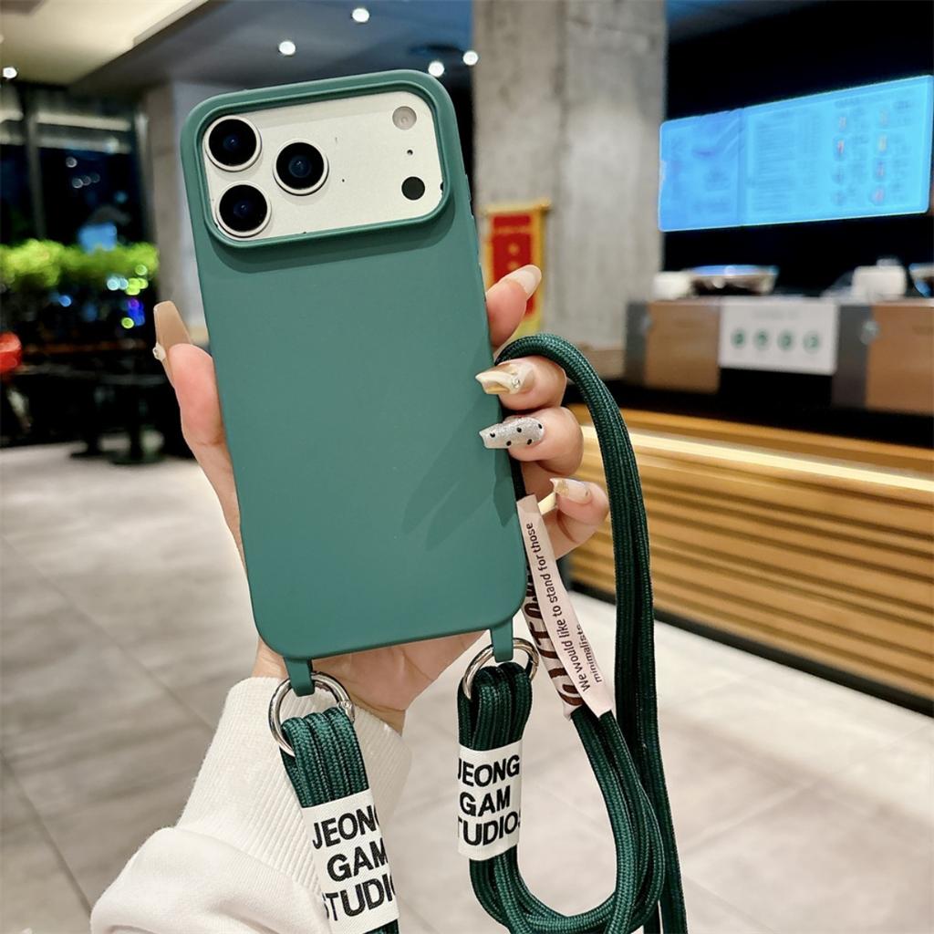 Silicone Phone Case for IPhone 17 Air 16E 15 14 Plus 13 12 11 Pro 17 Pro Max with Candy Color Crossbody Necklace Strap Lanyard