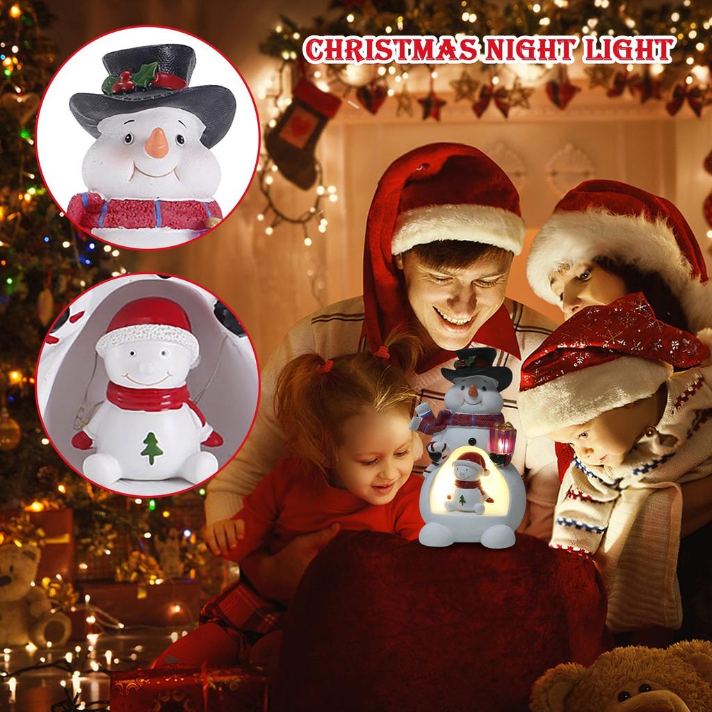 Christmas Snowman Resin Night Light, Decorative Retro Christmas Tree Night Light