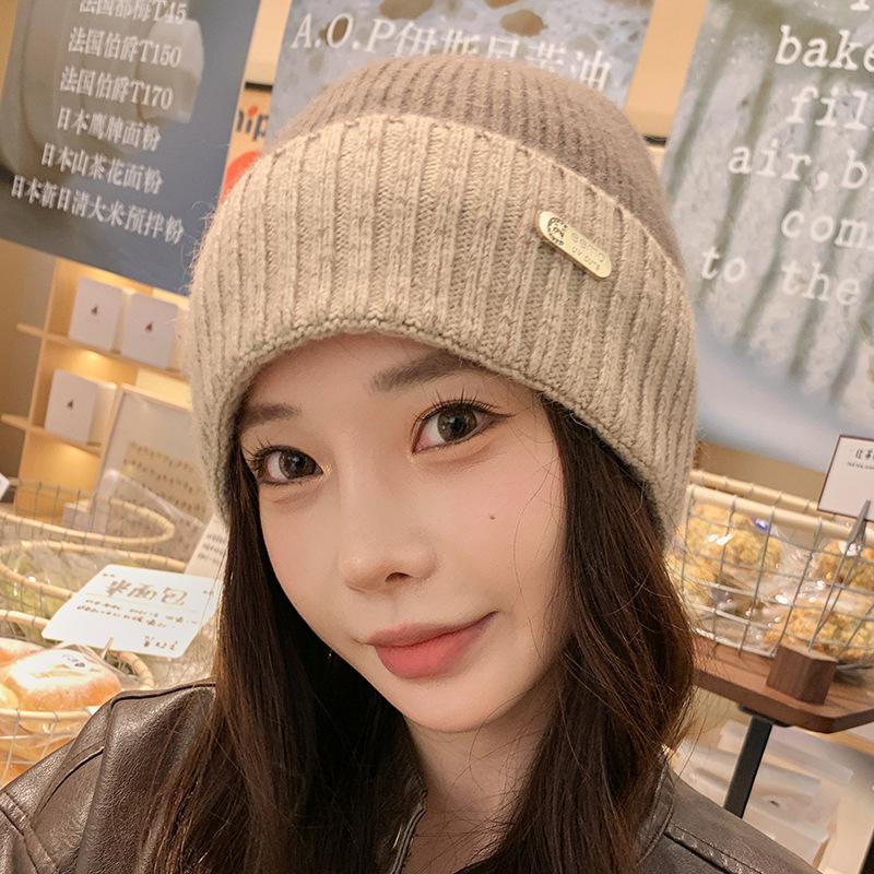 Wool Hat Women's Autumn and Winter Big Head Circumference Thickened Warm Ear Protection Hat Knitted New