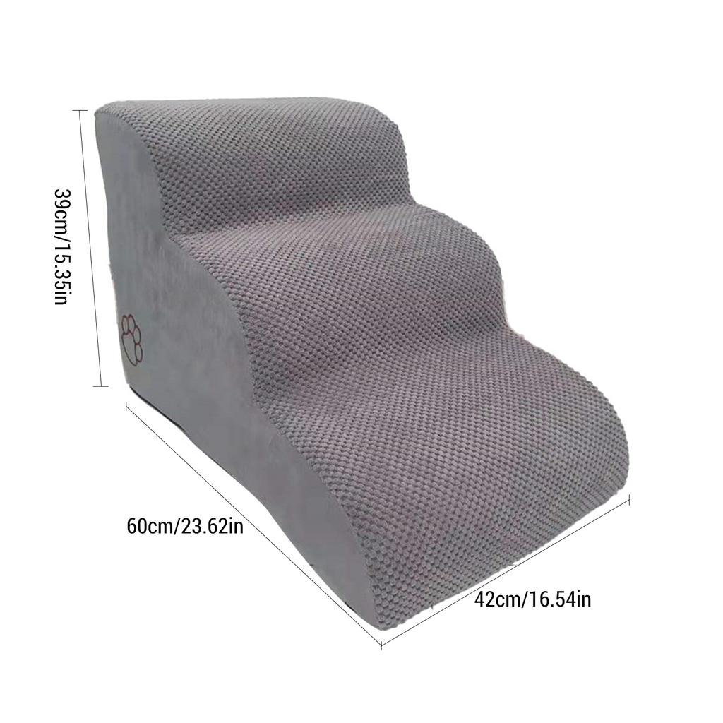 Dog Stairs for Small Dogs 3 Tier Dog Ramp with Polar Fleece Cover for Bed and Couch Non Slip Indoor Slope Stairs for