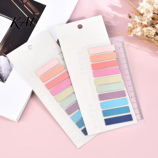 Morandi Color Page Markers Index Sticker Tabs with Built-in Scale Ruler, Transparent Stickers for Notebooks PET Markers, Compact Writable Book Labels