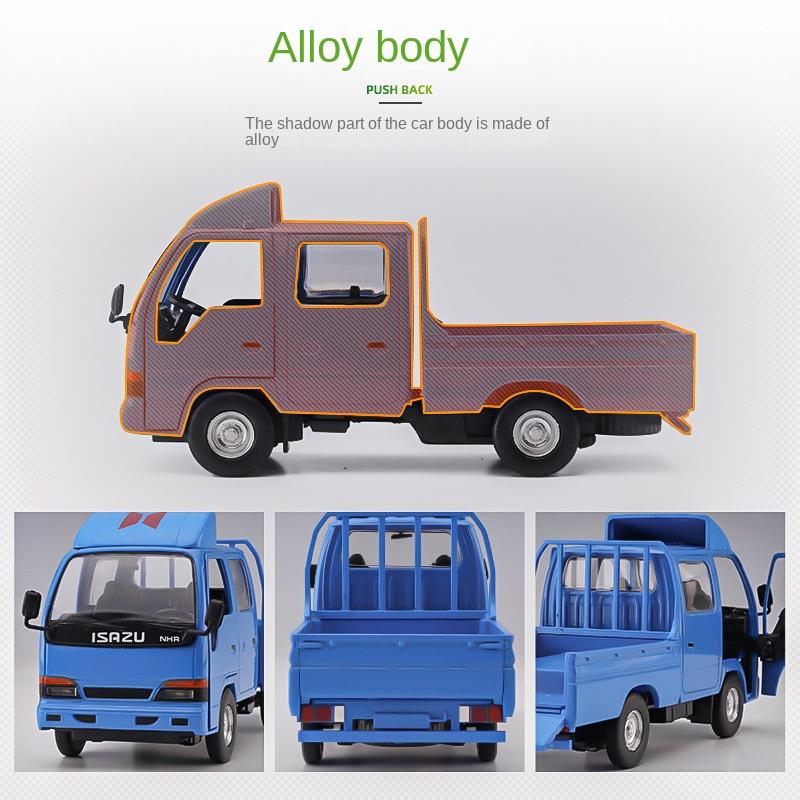 Model de mașină 1/32 pentru camion ușor Isuzu Model de metal turnat sub presiune Simulare de inginerie Vehicul de transport, camion de turnare
