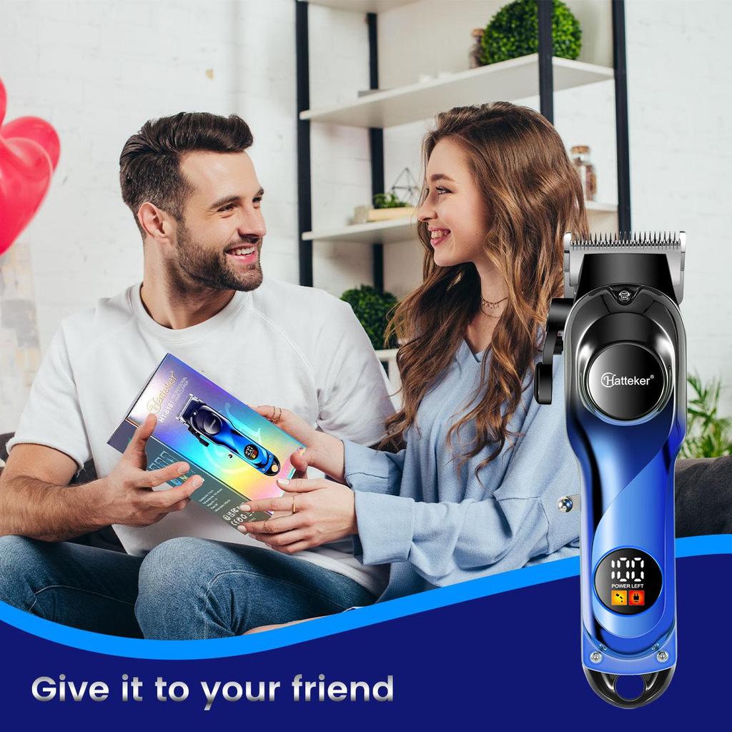 Hatteker Barbier-Haarschneider - 5100 U/min Starker Motor Haartrimmer mit Verstellbarer Klinge & USB-Aufladung