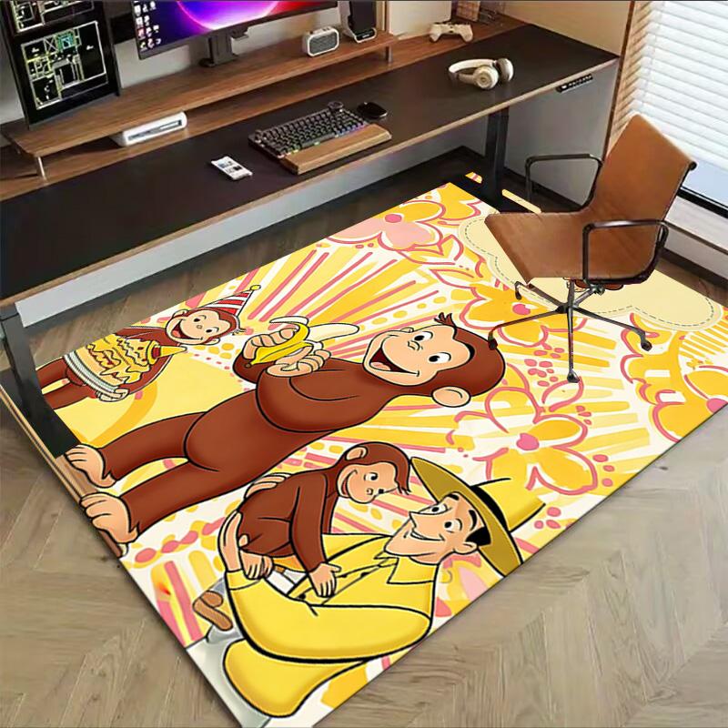 Curious George Party Carpet For Playroom Bedroom Living Room Sofa Home Decorkids Game Area Rug Nonslip Floor Mat