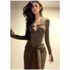 Top de mujer Lade con cuello en V, manga larga y escote pronunciado: Ropa interior sexy estilo americano para primavera