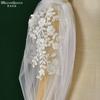 Detachable Off Shoulder Tulle Puff Arm Cuffs, Floral Embroidery Flared Bell Mesh Sleeve Covers For Bridal Wedding Strapless Gown Photoshoot